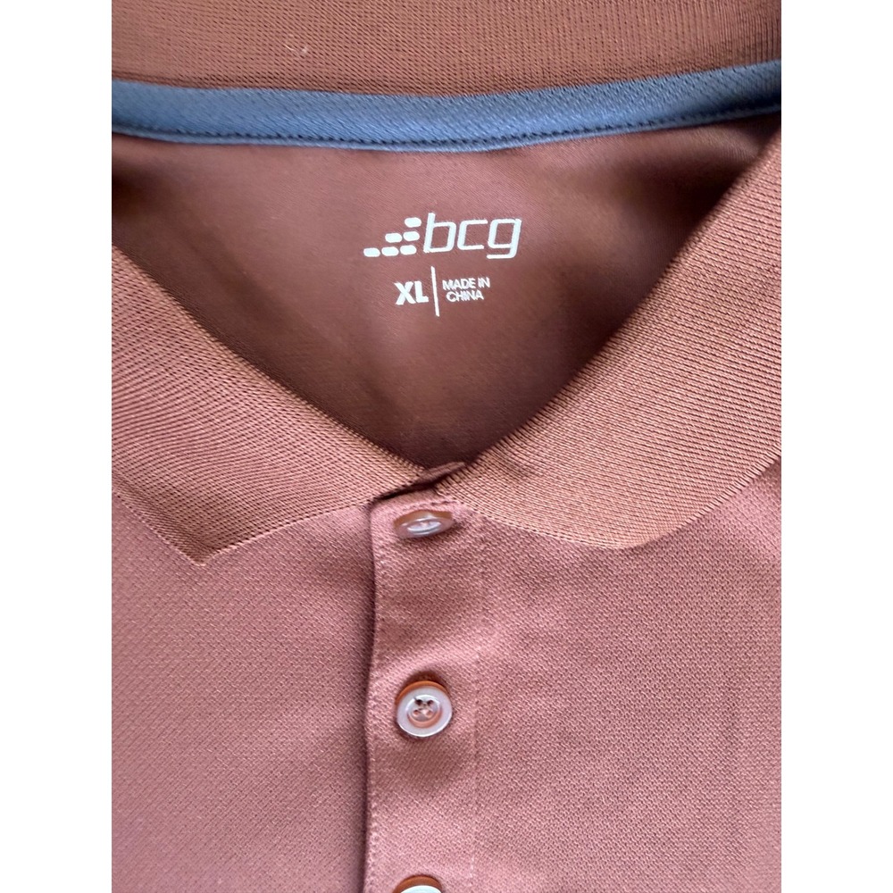 BCG Polo Shirt Mens XL Brown Short Sleeve Performance Active Golf Mahogany Solid - Picture 2 of 8